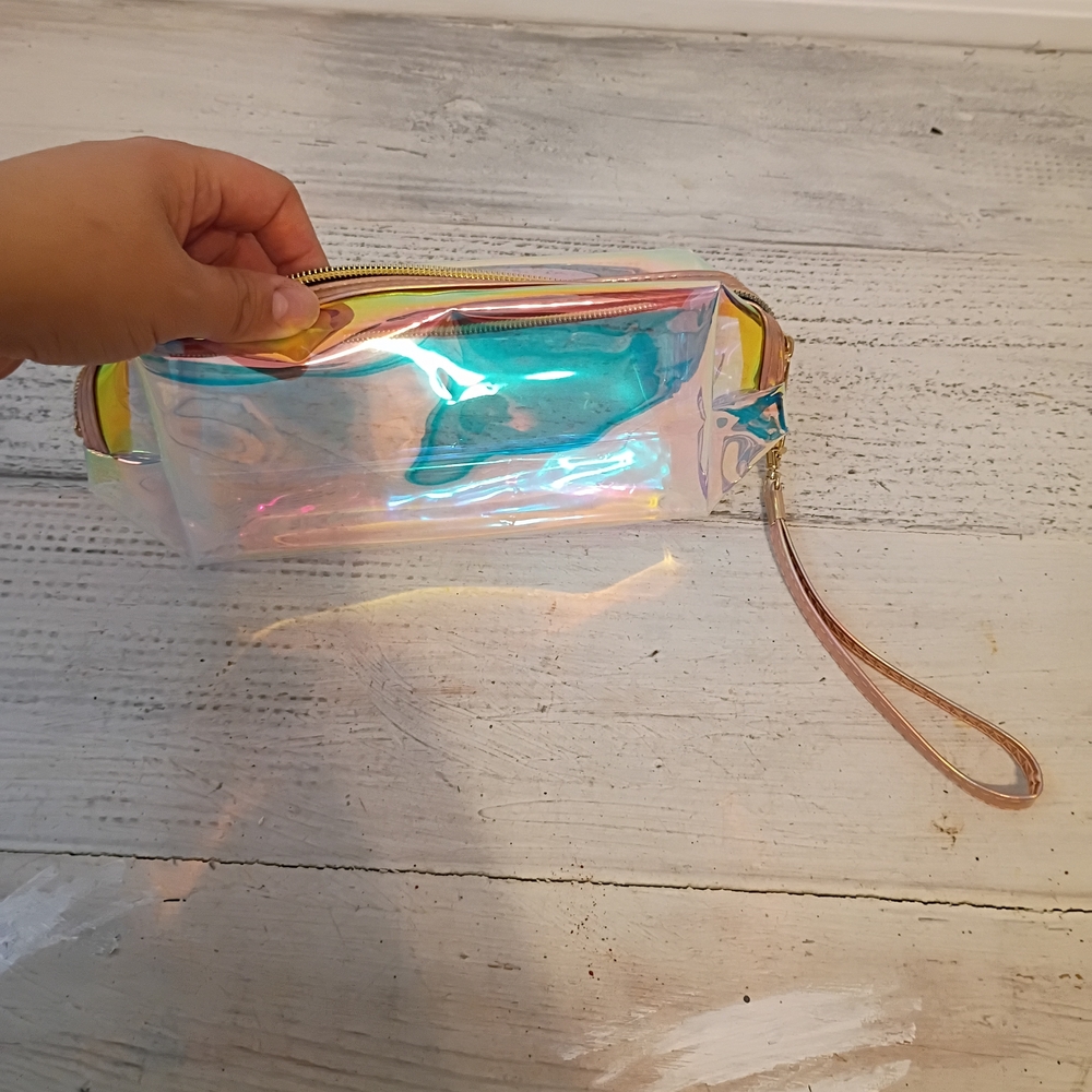 Source Unknown Iridescent Wristlet Pouch - Pink Teal Gold